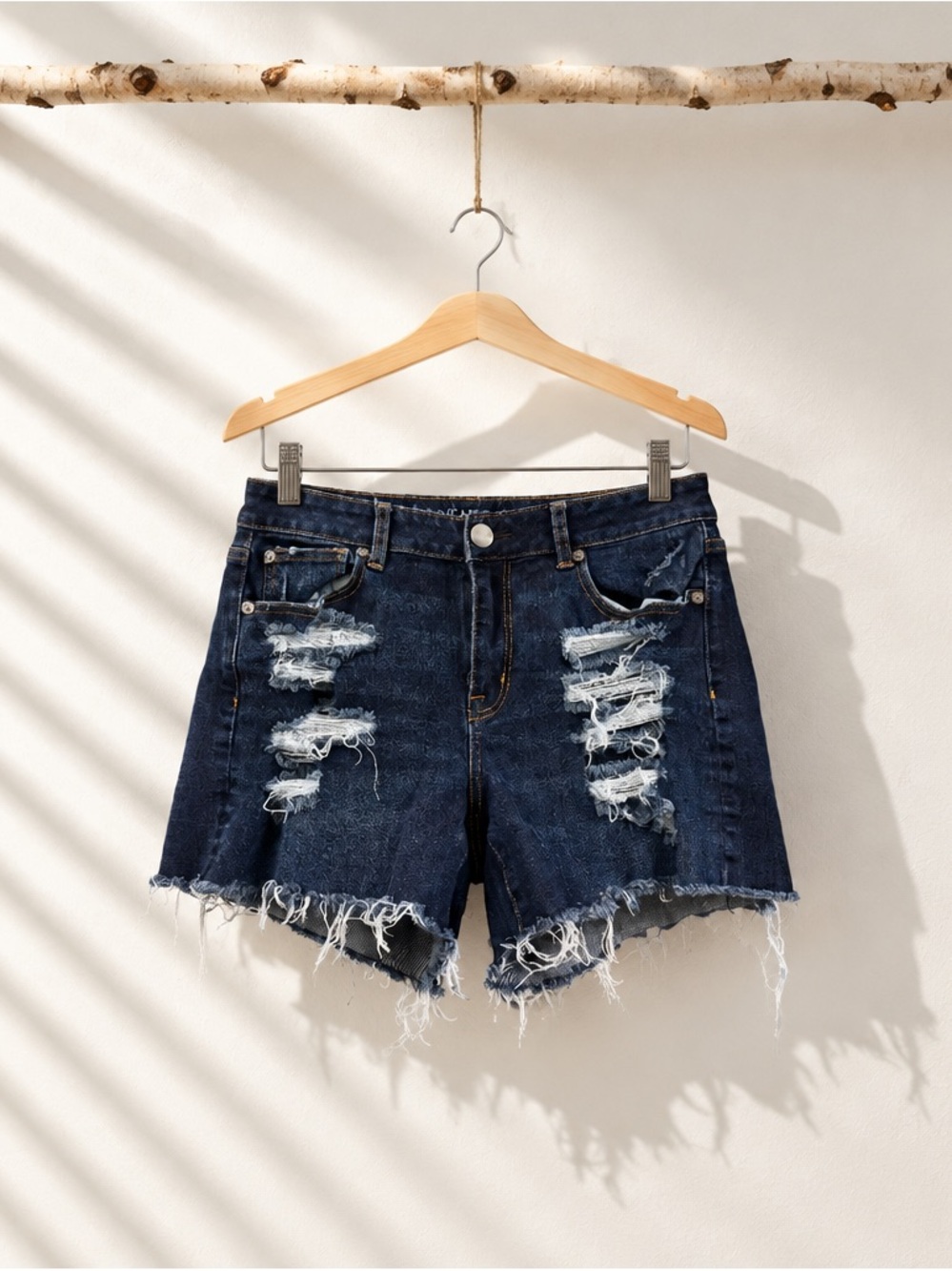 AEO 360 Super Stretch Distressed Denim Shorts - Women's Shorts